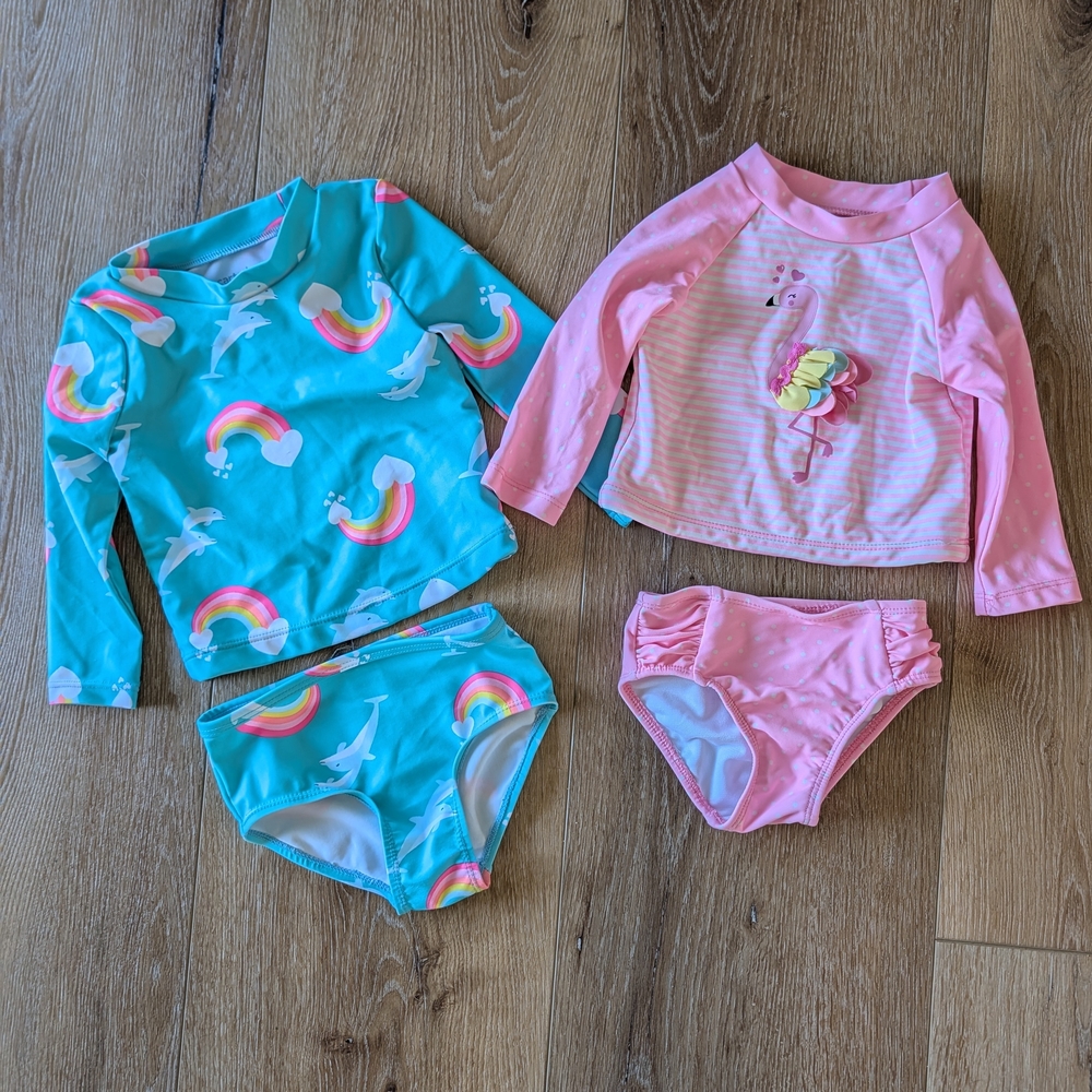Lot of 2  Bikini Rash guard Sets 6-9 Months